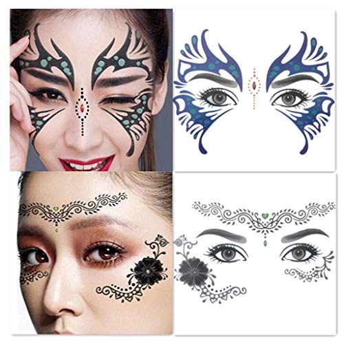 8 Pack Waterproof Face Temporary Tattoo Stickers