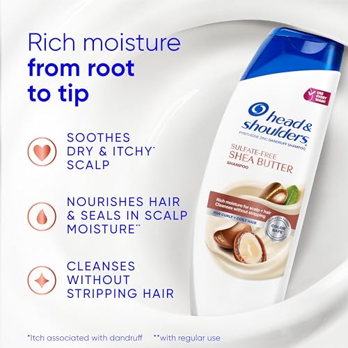 Head & Shoulders Shea Butter Anti-Dandruff Shampoo 28.2oz – Sulfate-Free Daily Moisture for Curly & Coily Hair