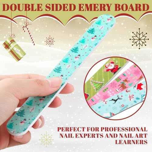 45 Pack Christmas Nail Files Gifts Bulk Holiday Emery Boards Double-Sided Christmas Party Nail Files Bulk Stocking Stuffers Christian Gifts for Women Customers Coworkers Staff(Santa)