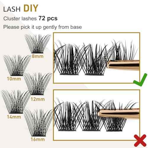B&Q Lash Clusters Wispy B02, Eyelash Clusters 72PCS Cluster Eyelash Extensions, D Curl Lash Cluster 8-16mm Natural Individual Lashes Volume False Eyelashes Clusters with Soft Band(B02-D-8-16MIX)