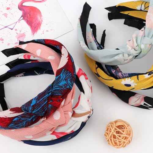 Knotted Headbands for Women Girls Non Slip Boho Wide Top Knot Turban Hairbands Fashion Ribbing Head Wraps Hair Bands Accessories