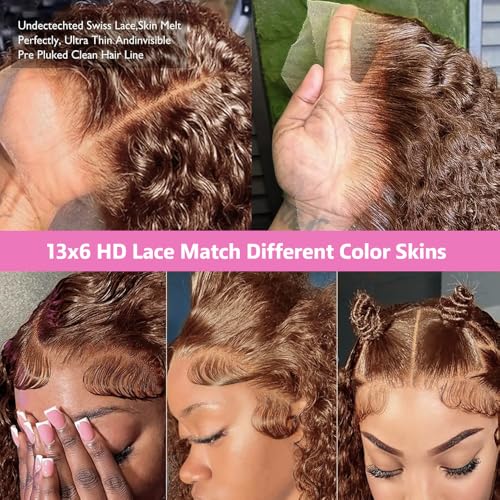 30" Chocolate Brown Human Hair Lace Front Wig - 200 Density