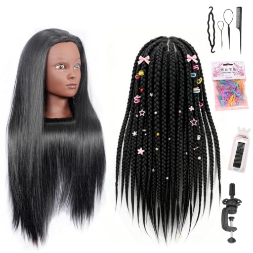 26-28" Synthetic Hair Training Head Mannequin with Clamp