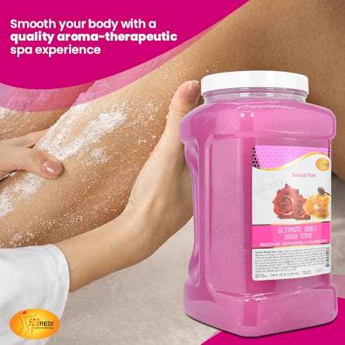 SPA REDI ? Sugar Body Scrub, Sensual Rose, 128 Oz, Exfoliating, Moisturizing, Hydrating and Nourishing, Glow, Polish, Smooth and Fresh Skin - Body Exfoliator