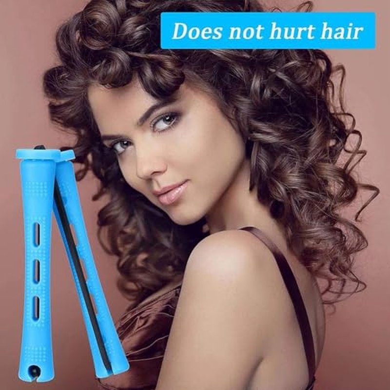 60 Pcs Blue Short Perm Rods for Natural Hair Styling