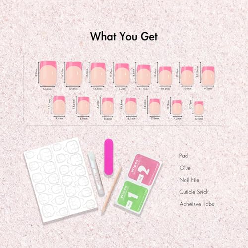 KXAMELIE Black Square French Tip Press On Nails Short with Glue - Natural Fit, Elegant Fake Nails Kit