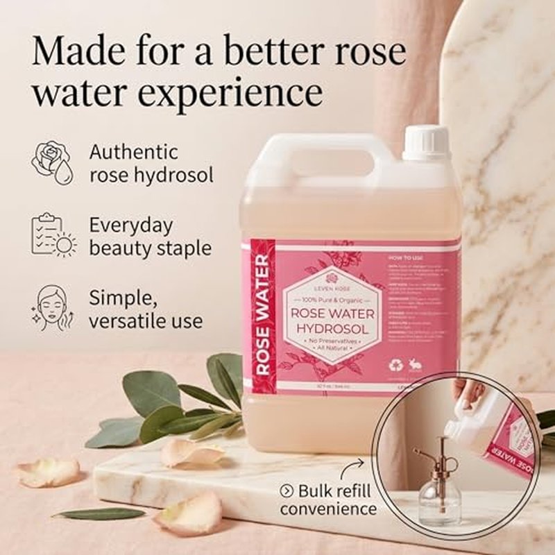 Leven Rose Pure Rose Water 32 oz Hydrating Toner Mist