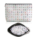 Blue Leaves American Mahjong Tile Bag with Zipper - Canvas Case