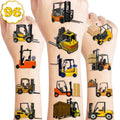 100 PCS Construction Temporary Tattoos - Forklift Dump Truck Crane