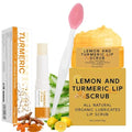 Turmeric Lemon Lip Scrub & Balm Set with Brush - Natural Exfoliator