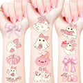 Pink Bow Ghost Temporary Tattoos Stickers - 12 Pack