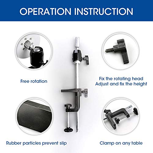 Adjustable Metal Wig Stand with C Clamp & 360° Rotator