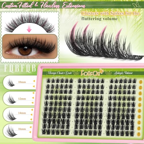 180Pcs Manga Spiky Eyelash Clusters Kit with Glue & Tools