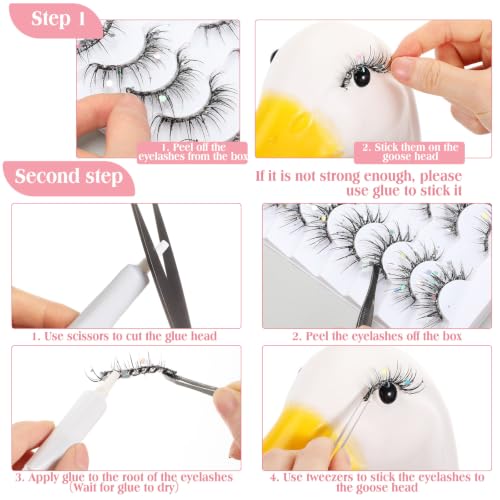 Porch Goose Eyelashes - 7 Piece Set with Glue & Tweezers