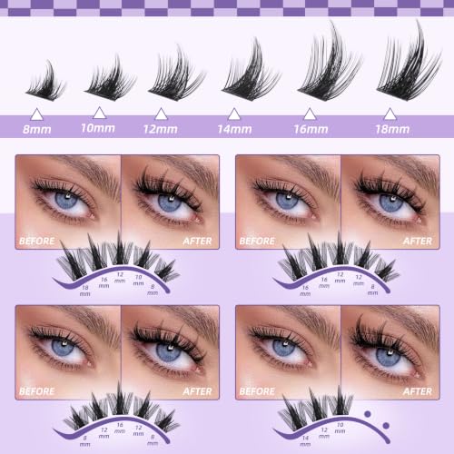 Manga Lash Clusters DIY Kit - 0.05mm Ultra-Thin Band Wispy Eyelash Extensions