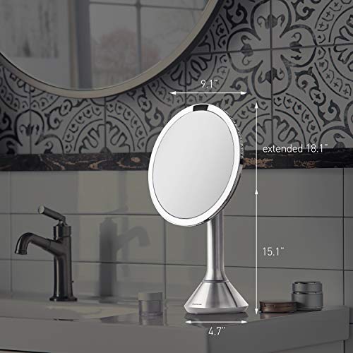 simplehuman 8" Round Sensor Makeup Mirror - 5X Magnification, Rechargeable