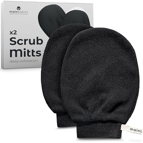 MainBasics Deep Exfoliating Gloves - Korean Body Scrub Mitts (2 Pack)