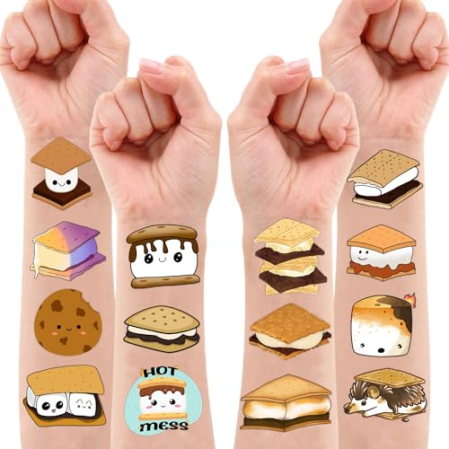 S'mores Temporary Tattoos for Kids - 96 Piece Set, 8 Sheets