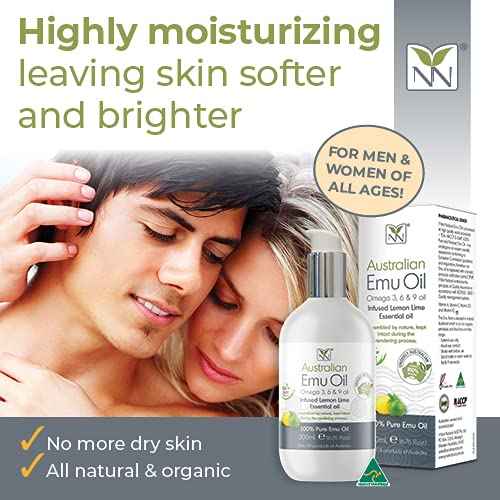 Y Not Natural Emu Oil Pure Skin Moisturizer - Nail, Body, Face, Scalp & Hair Moisturizer with Omega 3, 6, 9, Vitamins, & Minerals - Australian Emu Oil for Skincare 200 mL, Lemon Lime