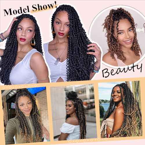 LOSMOEER 8 Packs Passion Twist Crochet Hair 8 Inch Natural Black Pre-twisted Crochet Passion Twist Hair Pre-looped Crochet Braids Hair for Women Passion Twists Braiding Hair Synthetic Hair Extensions