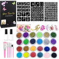 Temporary Glitter Tattoo Kit - 24 Colors, 120 Stencils, Kids & Adults