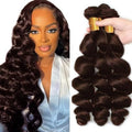 #4 Brown Loose Wave Hair Bundles 24 26 28 inch