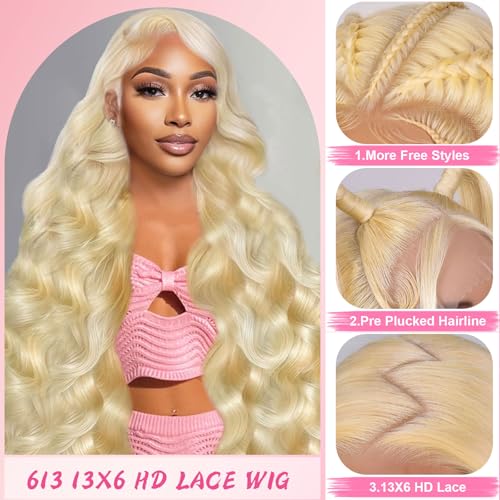 613 Blonde Lace Front Wig - 20 Inch Body Wave 13x6 HD Human Hair