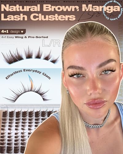Brown Cat Eye Cluster Lashes C-Curly Fox Eye Extensions