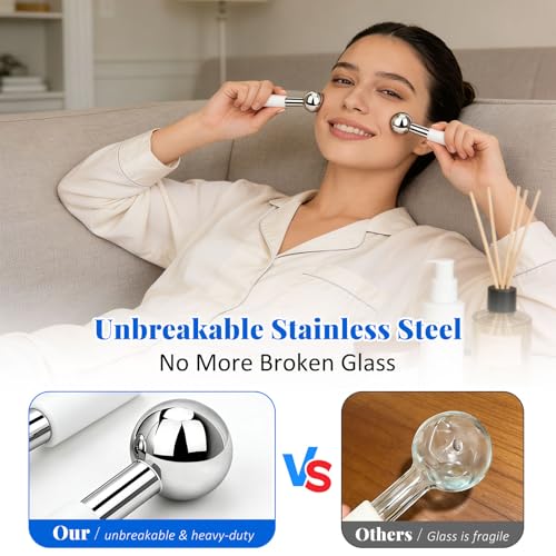 ideayard Under Eye Ice Globes Facial Massager, Stainless Steel Cooling Stones