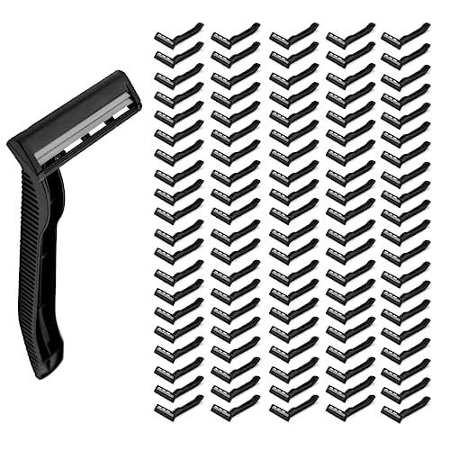 100 Twin Blade Black Disposable Razors in Bulk - Professional or Home Use