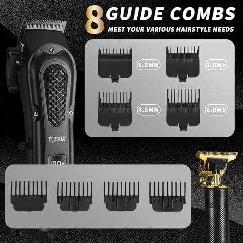 Pebsoa Professional Men's Hair Trimmer Set with T-Blade & Nose Trimmer