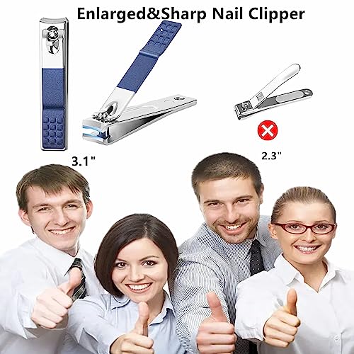 Manicure Set Men Women Nail Clipper Set Nail Clippers Kit Personal Care Tools with Portable Case Pedicure Tools Men Grooming Kit for Father Family Boy Men Women(Blue)