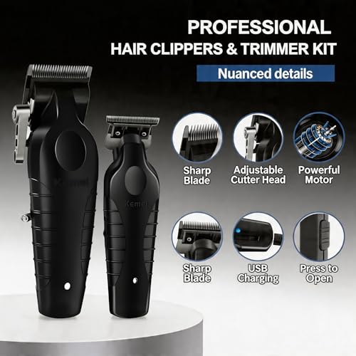 KEMEI Professional Men's Grooming Set - Hair Clippers & Beard Trimmer