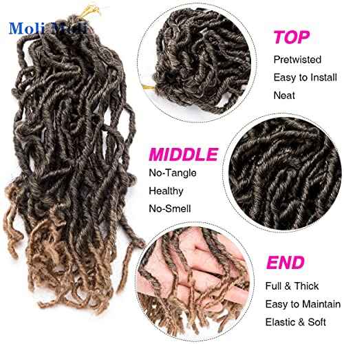 Moli Moli 10 Inch Nu Faux Locs Crochet Hair 6 Packs Short New Faux Locs For Women (T27)