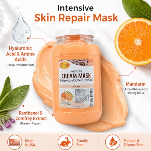 SPA REDI Mandarin Body & Foot Cream Mask - Hydrating Pedicure Treatment, 128 oz