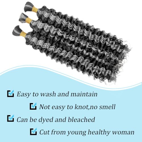 Ombre Gray Braiding Hair - P1B Grey Deep Wave 26 Inch
