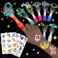 Space Party Favors Set 72 PC - LED Finger Lights & Tattoos