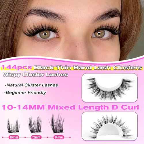 wiwoseo Wispy Lash Clusters Natural Eyelash Clusters Eyelash Extensions Clusters Lashes Natural Lash Extensions Lashes Clusters Lashes 2 Styles Pesta?as Postizas Naturales for Beginners (10-14MM)