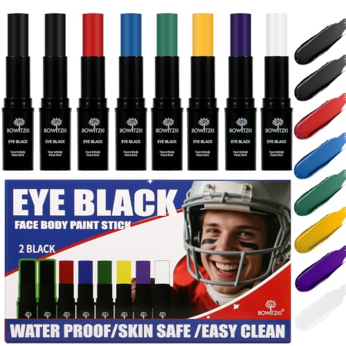 Bowitzki Eye Black Stick - 8 Color Water Resistant Sports Face Paint