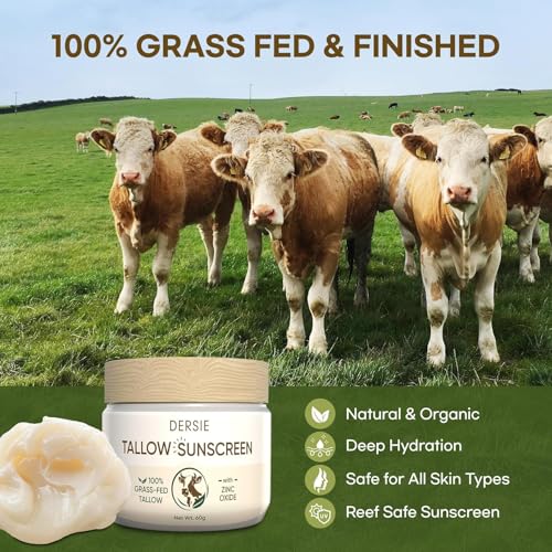 Dersie Tallow Skincare Bundle ? 2-Pack Tallow Sunscreen with Zinc Oxide + Whipped Tallow Balm ? 100% Grass-Fed, All-Natural Moisturizer & Sun Protection for Dry, Sensitive Skin ? Made in USA