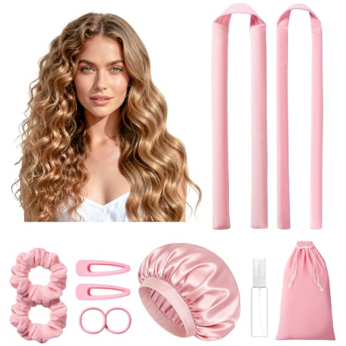 LitBear Heatless Hair Curlers Set - 2 Sizes Overnight Rollers & Bonnet