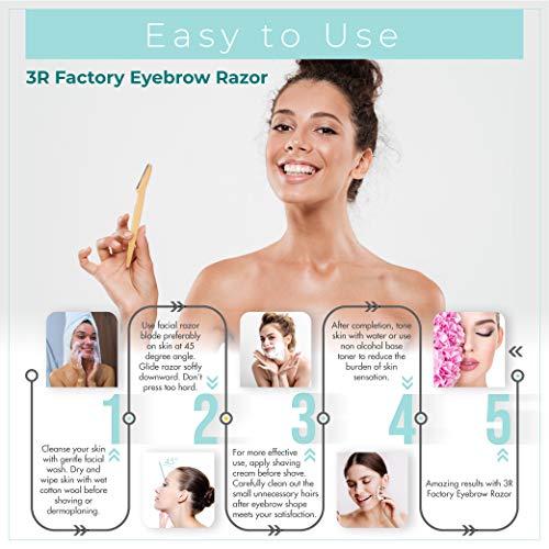 Facial Hair Removal for Women - 3R Factory Ladies Face Razor for Peach Fuzz, Lady Shavers for Womens, Eyebrow, Facial & Neck. Come with Safety Cover (Packs of 6)
