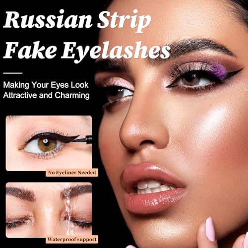 7-Pair Faux Mink False Eyelashes 6D Wispy Cat Eye Lashes 21mm