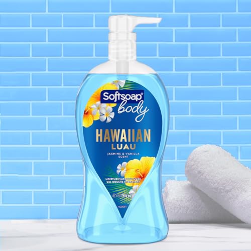 Softsoap Moisturizing Body Wash, Hawaiian Luau, Jasmine and Vanilla Scent, 32 oz Pump Bottle (Pack of 2)
