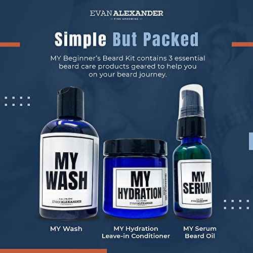 Evan Alexander Grooming MY Beginner¡¯s Beard Kit - Hydrates and Moisturizes - Beard Growth Kit - Simple and Easy Beard Grooming Set - Personal Hygiene Products for Men - Great Fragrance