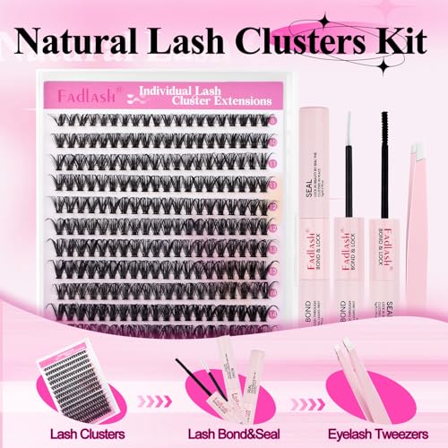 Eyelash Clusters Kit 280PCS - D Curl 8-16mm with Bond & Tweezers