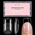 MelodySusie Short Square Nail Tips 600Pcs 15 Sizes – Strong Adhesion, Pre-Etched