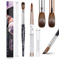 2Pcs Acrylic Nail Art Brushes Size 8 10, 100% Pure Kolinsky Hair Oval Nail Brush for Acrylic Application, Professional Nail Extension Manicure Tool Striping Nail Drawing Pen for Home