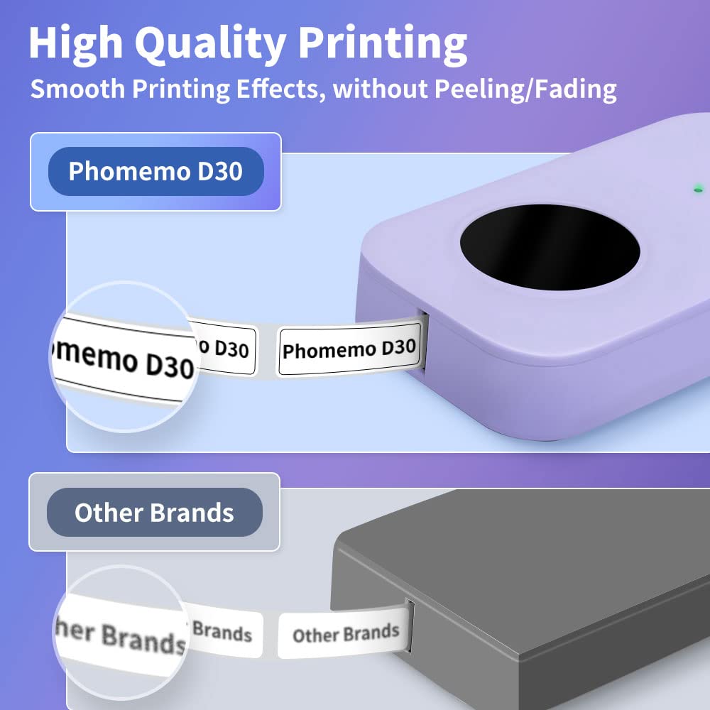 Phomemo D30 Label Makers Machine - Portable Bluetooth Mini Sticker Thermal Label Printer Handheld Rechargeable, Easy to Use for Office Home Organization, Rich Icon Font Multiple Templates