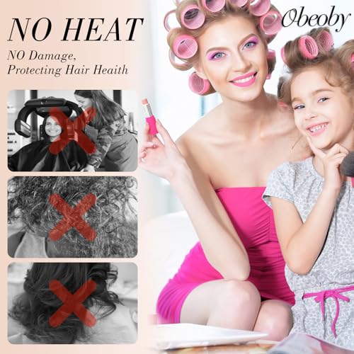 Self-Grip Hair Rollers Set 4 Sizes with Clips & Styling Tools